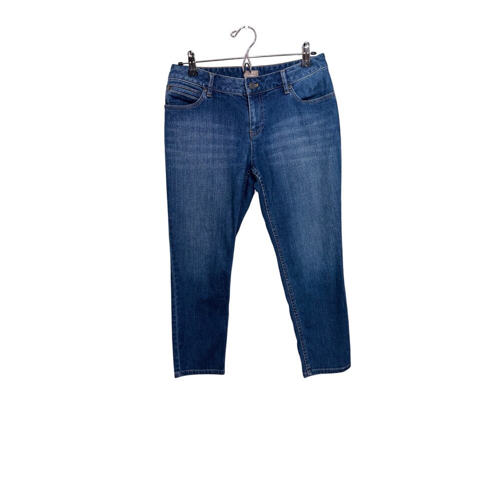 J. Jill blue denim ankle jeans crop stretch pocket stitching whiskering Sz 6 P
